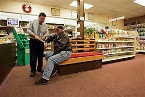 goverment services Older man in Pharmacy